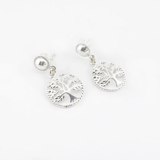Aretes Colgantes Árbol de la Vida Plata 925
