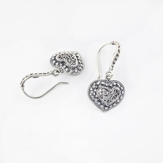 Aretes Corazón Enmarcado Plata 925
