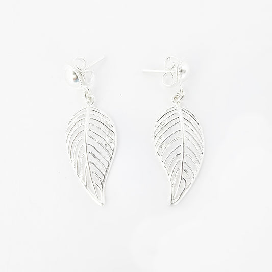 Aretes Hoja de Pino Plata 925
