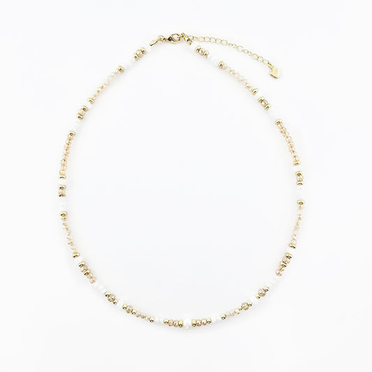 Collar de Murano con Perla y Nácar en Tonos Nude y Dorado