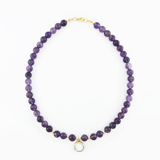 Collar de Amatista con Dije Chapado en Oro 18K