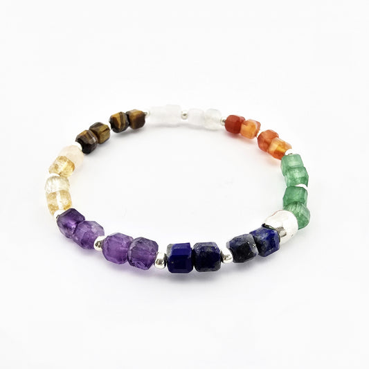 Pulsera 7 Chakras Facetada Plata 950