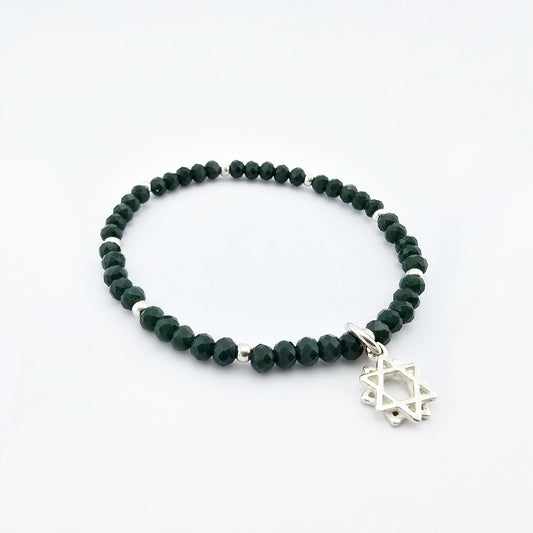 Pulsera Murano Verde Estrella de David Plata 950