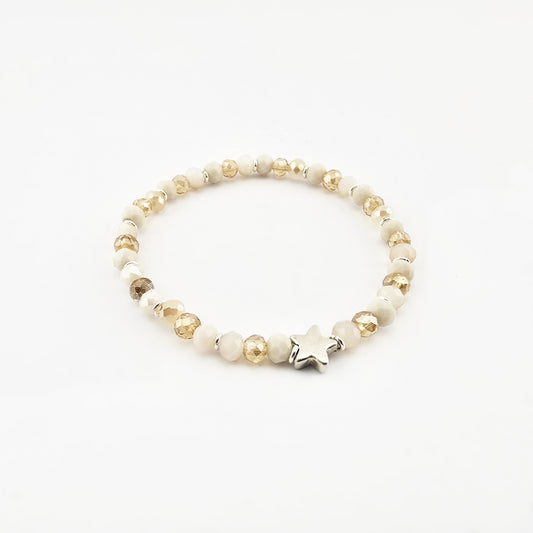 Pulsera Infantil Murano Perla Estrella Plata 950