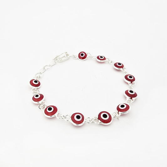 Pulsera Ojo Turco Rojo Plata 950