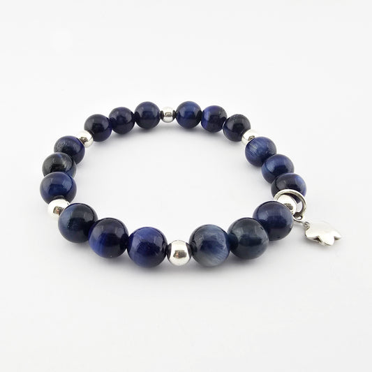 Pulsera Ojo de Tigre Azul Estrella Plata 950