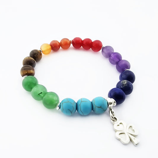 Pulsera Energética 7 Chakras Dije Trébol