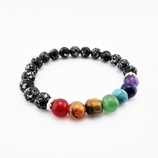 Pulsera 7 Chakras Jaspe Negro