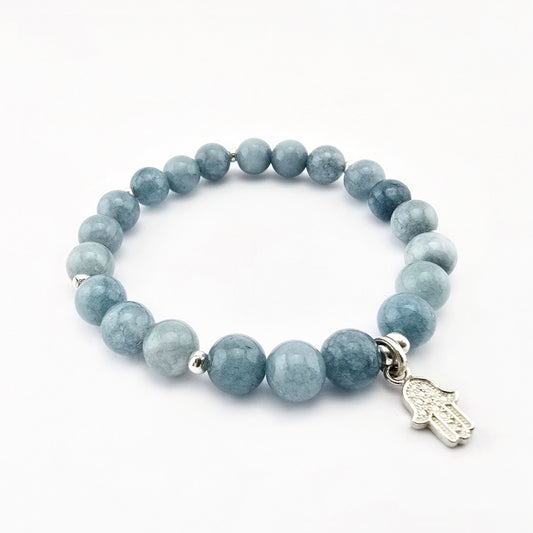 Pulsera Aguamarina Mano de Fátima Plata 950