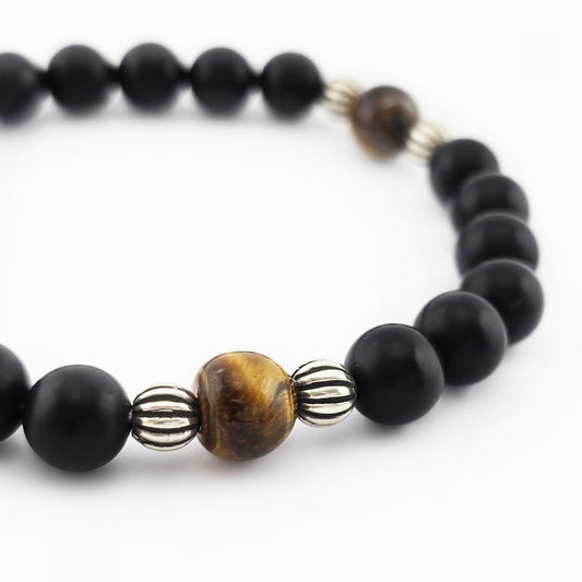 Pulsera Ojo de Tigre y Billas Plata 950