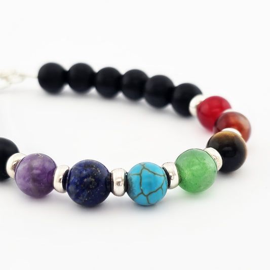 Pulsera 7 Chakras con Piedras Naturales y Plata 950