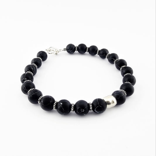 Pulsera de Plata 950 y Piedra Turquesa Negra