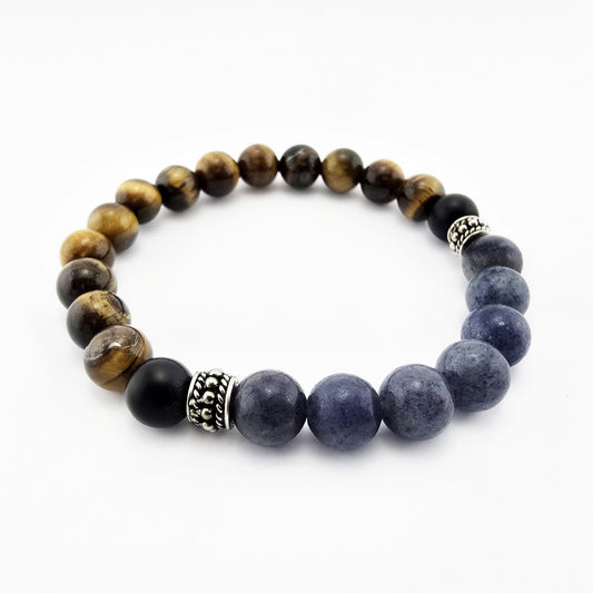 Pulsera Hombre Ojo Tigre Aventurina Azul
