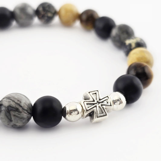 Pulsera Hombre Piedras Naturales Multicolor