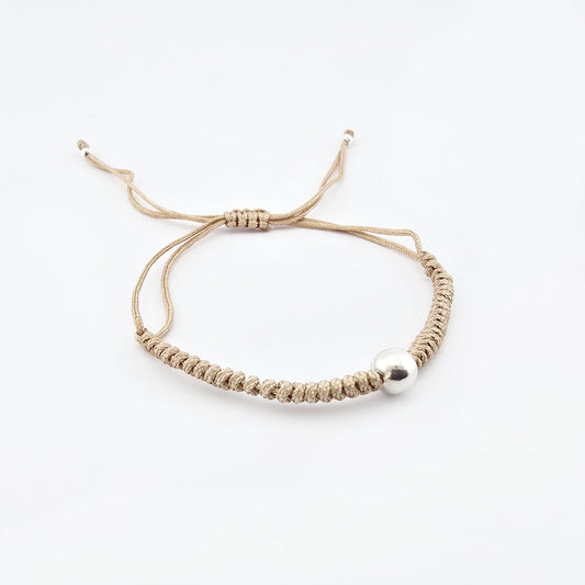 Pulsera de Hilo Beige Billa Plata 950