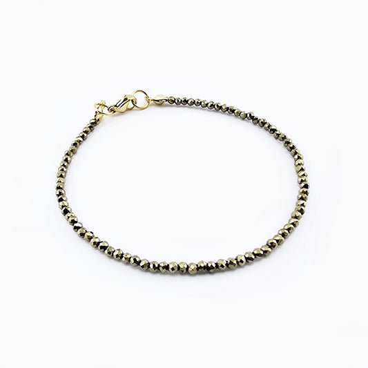Pulsera de Pirita Facetada con Broche Dorado