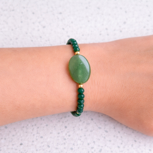 Pulsera  Murano Verde Centro Jade