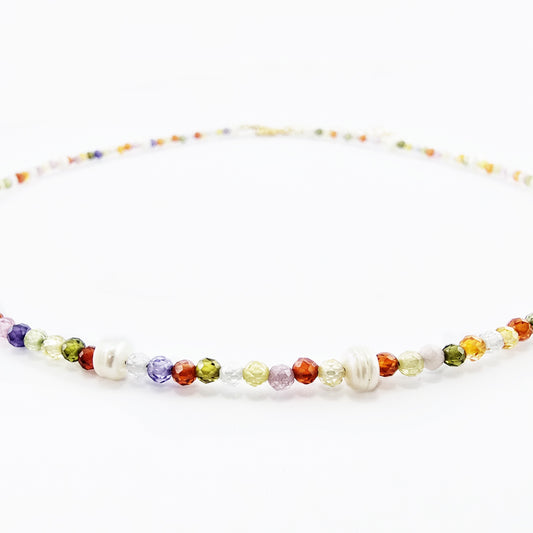 Collar de Turmalina Multicolor con Perlas Naturales