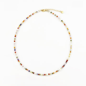 Collar de Turmalina Multicolor con Perlas Naturales