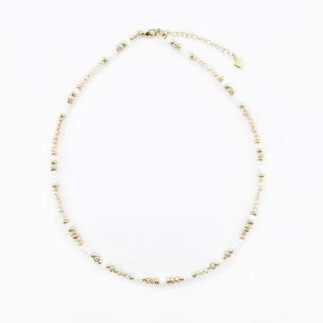 Collar de Murano con Perla y Nácar en Tonos Nude y Dorado