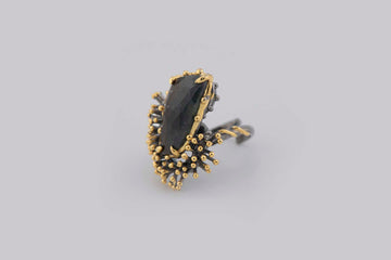 Turkish Ottoman Black Stone with Spikes Ring