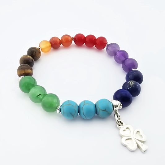 Pulsera Energética 7 Chakras Dije Trébol