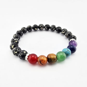 Pulsera 7 Chakras Jaspe Negro