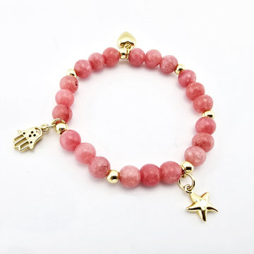 Pulsera Calcedonia Rosa Charms