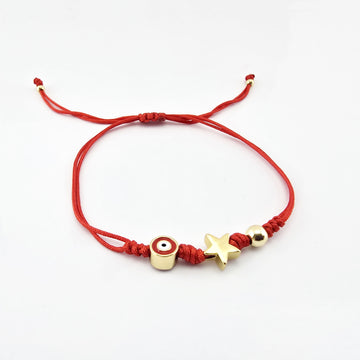 Pulsera Roja Macramé con Ojo Turco y Estrella