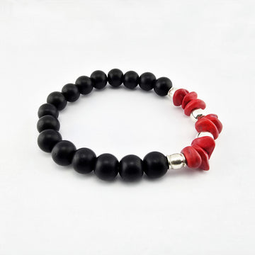 Pulsera Negra Roja Plata 950