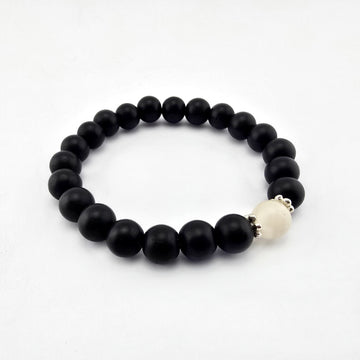 Pulsera Minimalista Ónix Negro Jade Blanco