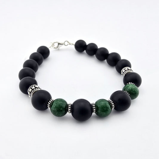 Pulsera Onix Negro Verde Plata 950