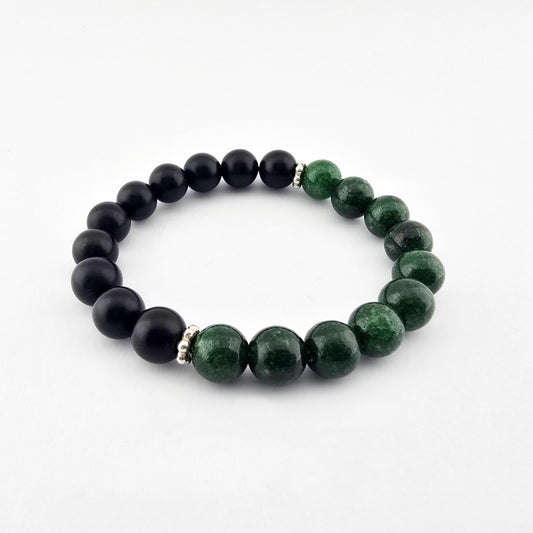 Pulsera Ónix Verde y Negro Elástica