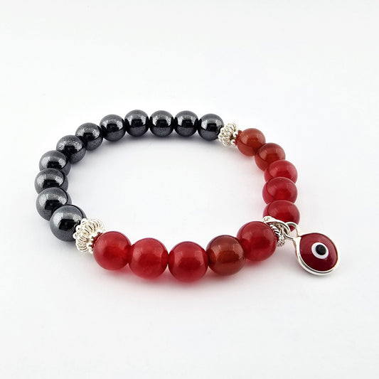 Pulsera Ágata Roja Hematita Ojo Turco