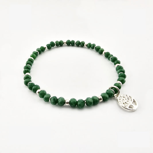 Pulsera Murano Verde Árbol de la Vida Plata 950