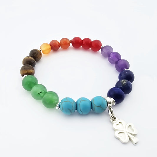 Pulsera Energética 7 Chakras Dije Trébol