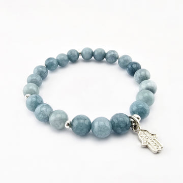 Pulsera Aguamarina Mano de Fátima Plata 950