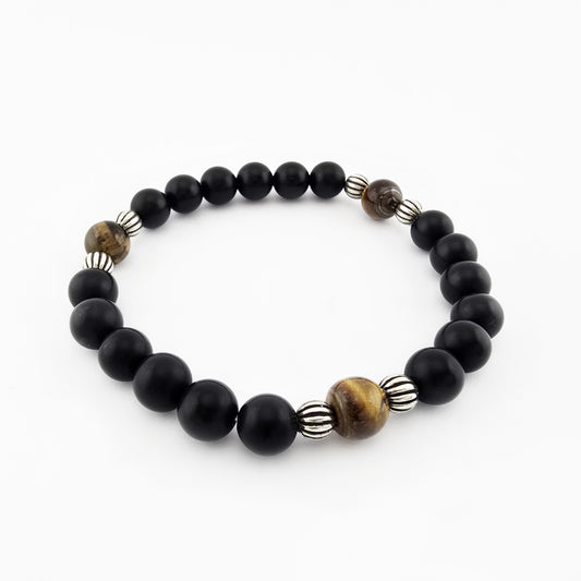 Pulsera Ojo de Tigre y Billas Plata 950