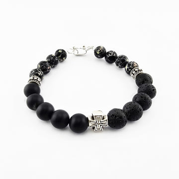 Pulsera Negra Cruz Plata 950