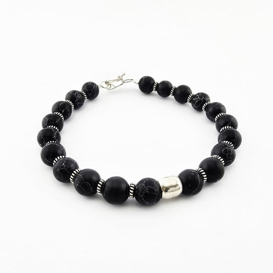 Pulsera de Plata 950 y Piedra Turquesa Negra