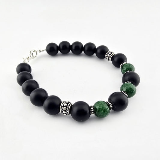 Pulsera Onix Negro Verde Plata 950