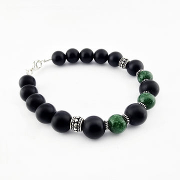 Pulsera Onix Negro Verde Plata 950