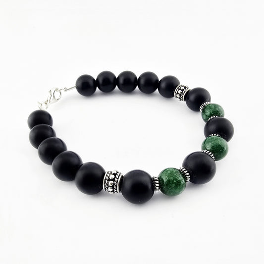 Pulsera Onix Negro Verde Plata 950