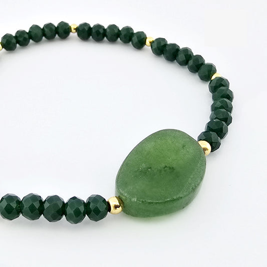 Pulsera  Murano Verde Centro Jade