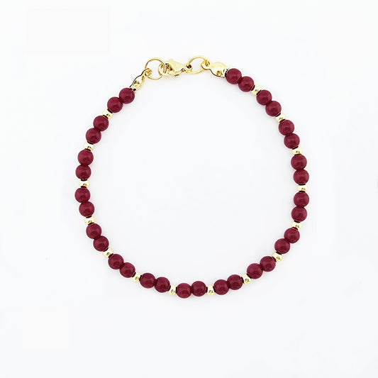Pulsera de Ágata Rojo Sangre y Acabado Dorado