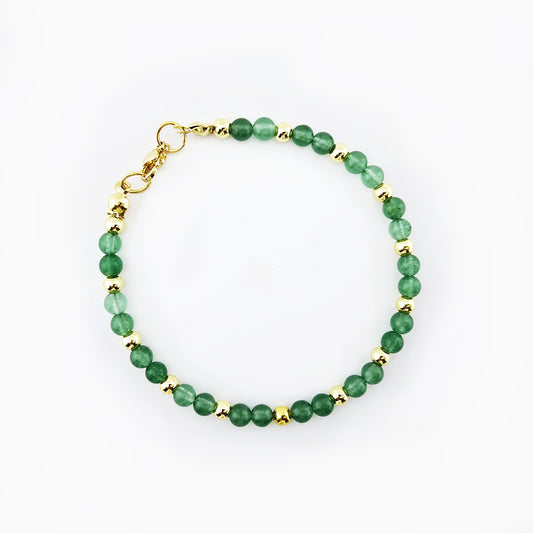 Pulsera de Jade con Cuentas Doradas