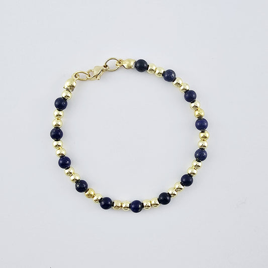 Pulsera de Lapislázuli con Cuentas Doradas GD
