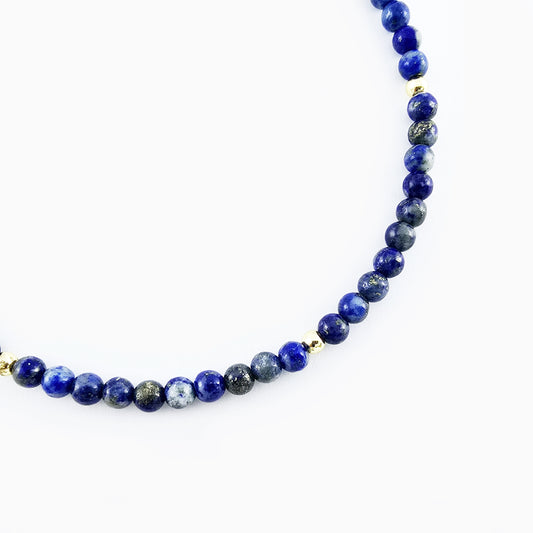 Pulsera de Lapislázuli con Cuentas Doradas MD