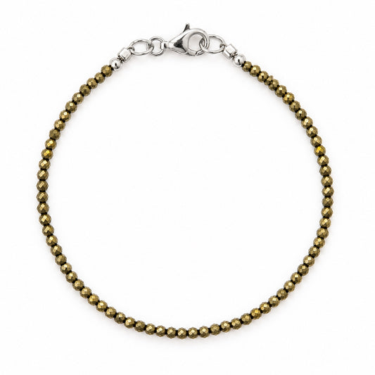 Pulsera de Pirita Facetada con Broche de Plata