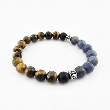 Pulsera Hombre Ojo Tigre Aventurina Azul
